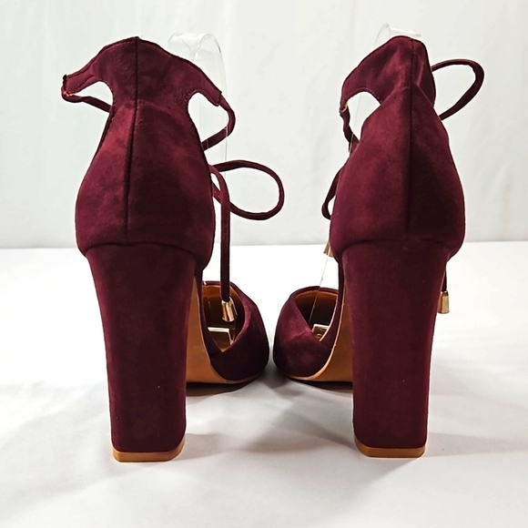 Hengsong Purple Wrap Around Strap Suede Block Women's Heels Sz 39 - Picture 5 of 7